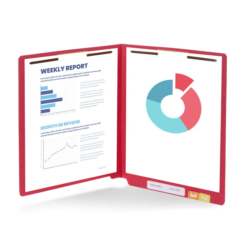 Blue Summit Supplies 50 Red End Tab Fastener File Folders - Reinforced Straight Cut Tab - Durable 2 Prongs Designed to Organize Standard Medical Files, Receipts, Office Reports, and More - Letter Size, Red, 50 Pack - Image 4